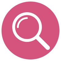 Magnifying glass icon representing SEO strategy